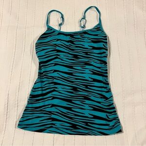 Wishful Park Teal and Black Animal Print Top
